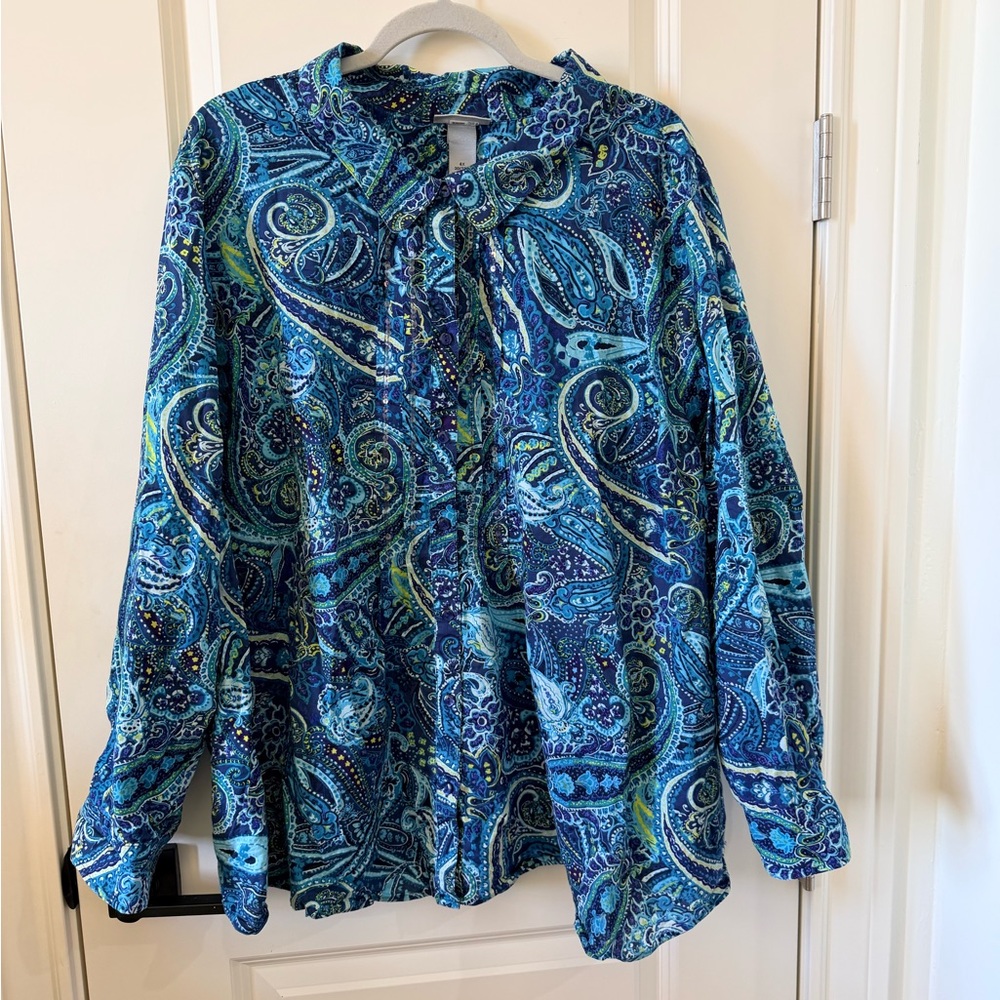 Catherines Vibrant Blue Paisley Shirt